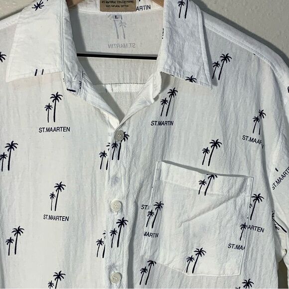 NS Natural Collections White Black Button Down Shirt Men’s Large White Black. - Picture 3 of 8